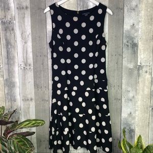 TOMMY HILFIGER Black White Polka Dot Fit & Flare Dress Size 10